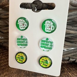 St. Patrick’s Day Glass Dome Dot Stud Earrings Set of Three
